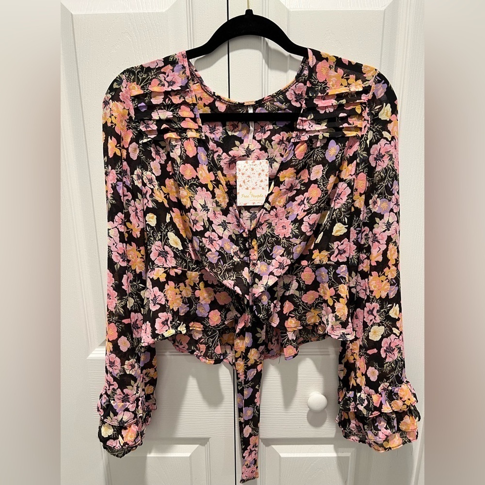 Free People Maybel Blouse - Black Combo - Picture 3 of 5